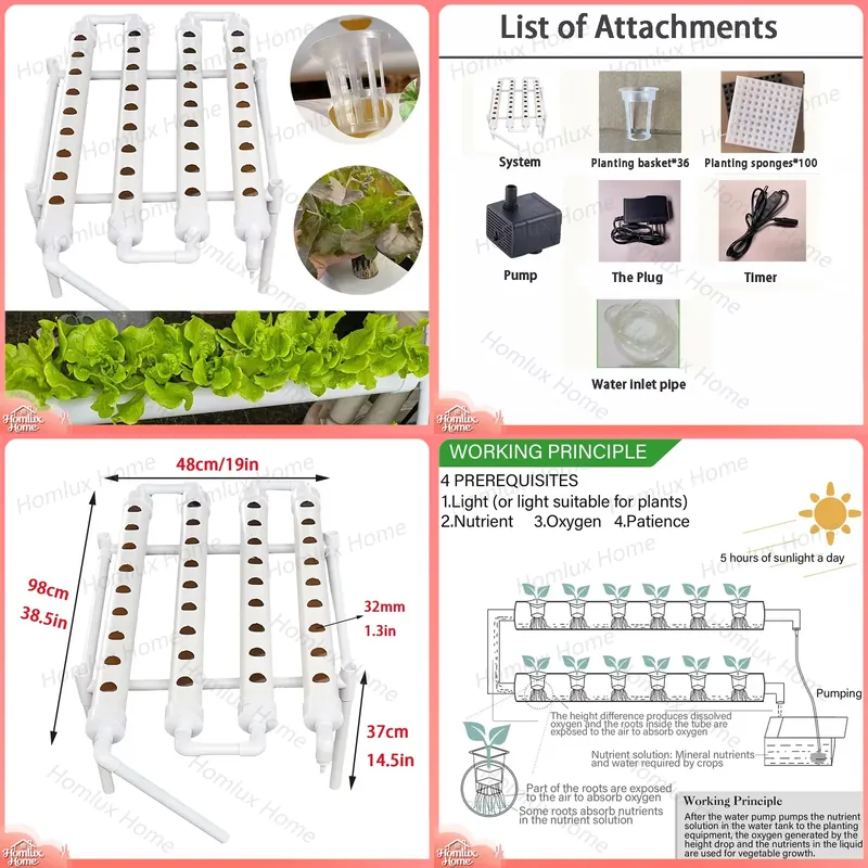 Hydroponic Growing System 36 Site - Kit Sistema di Coltivazione Idroponica a